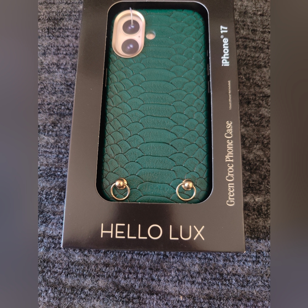 Hello Lux green crocodile-pattern phone case